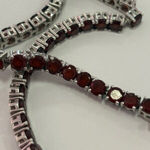 Sterling Silver Red Garnet Tennis Bracelet- Elegant Women’s Jewelry